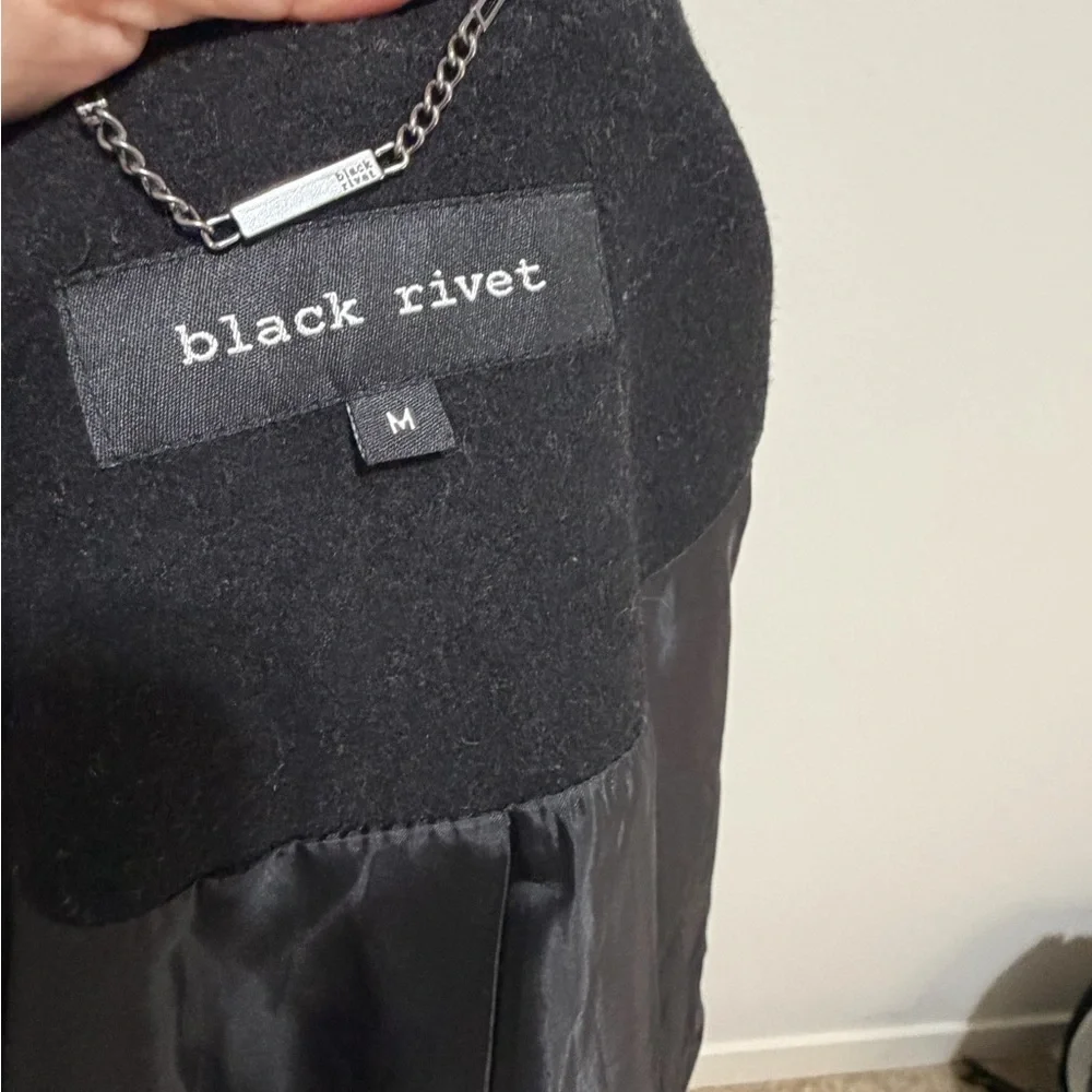 Black Rivet Classic Black Peacoat W3